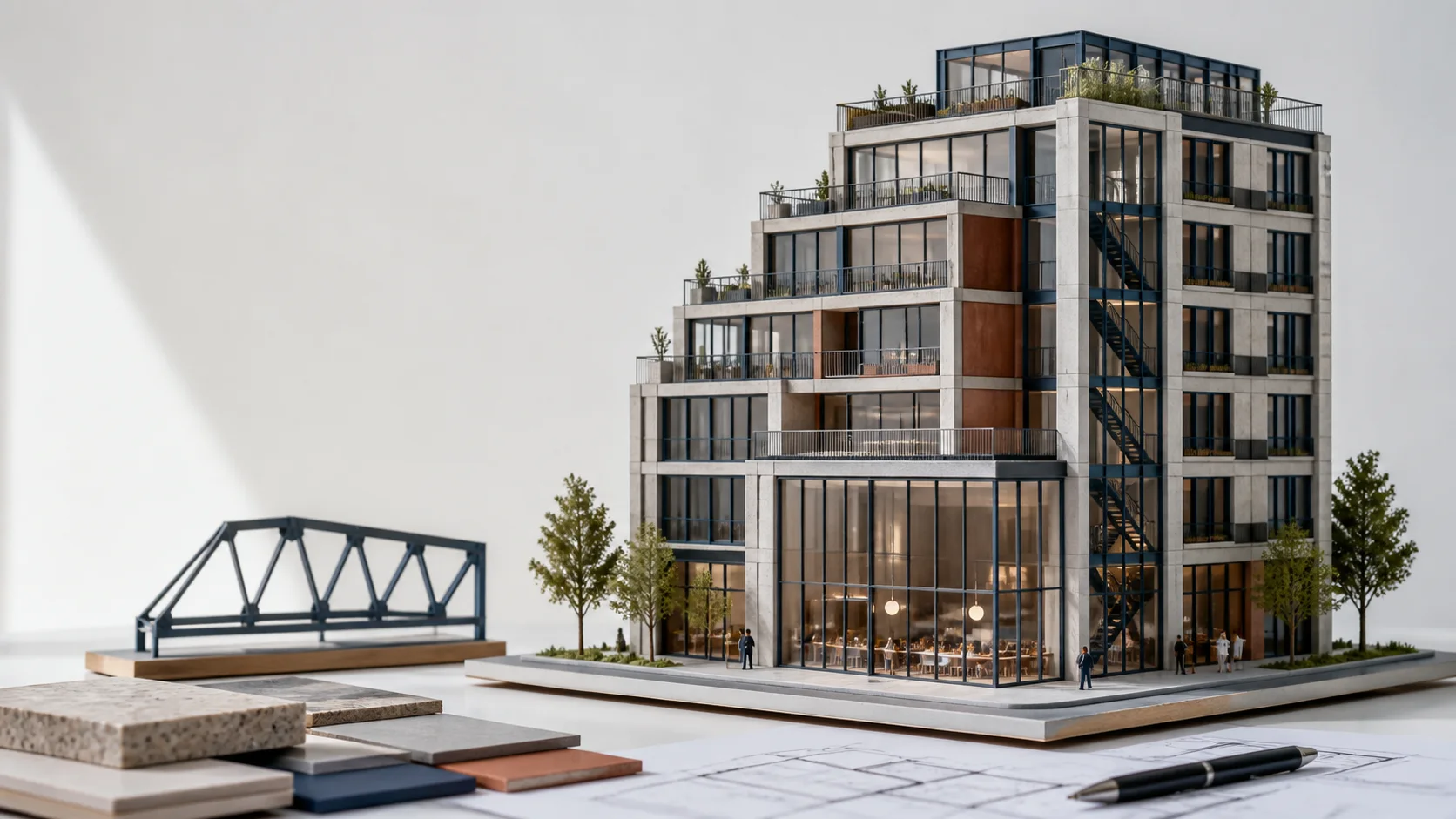 Illustrative integrated commercial design model with structural and programme studies
